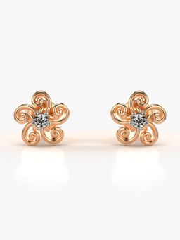 Valanova - Hallmarked 14K Gold and Certified Lab Grown Diamond 0.07Cts Rose Gold Studs Earrings