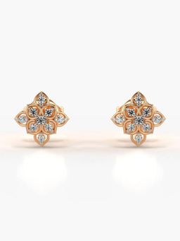 Valanova - Hallmarked 18K Gold and Certified Lab Grown Diamond 0.10Cts Rose Gold Studs Earrings