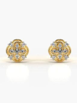 Valanova - Hallmarked 18K Gold and Certified Lab Grown Diamond 0.12Cts Gold Studs Earrings