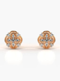 Valanova - Hallmarked 14K Gold and Certified Lab Grown Diamond 0.12Cts Rose Gold Studs Earrings