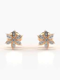 Valanova - Hallmarked 14K Gold and Certified Lab Grown Diamond 0.09Cts Rose Gold Studs Earrings