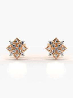 Valanova - Hallmarked 14K Gold and Certified Lab Grown Diamond 0.16Cts Rose Gold Studs Earrings