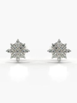 Valanova - Hallmarked 18K Gold and Certified Lab Grown Diamond 0.22Cts Silver Studs Earrings