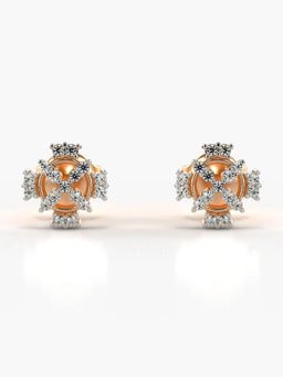 Valanova - Hallmarked 14K Gold and Certified Lab Grown Diamond 0.19Cts Rose Gold Studs Earrings