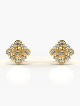 Valanova - Hallmarked 14K Gold and Certified Lab Grown Diamond 0.12Cts Gold Studs Earrings