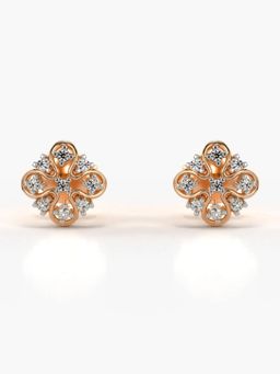 Valanova - Hallmarked 14K Gold and Certified Lab Grown Diamond 0.12Cts Rose Gold Studs Earrings