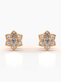 Valanova - Hallmarked 18K Gold and Certified Lab Grown Diamond 0.10Cts Rose Gold Studs Earrings