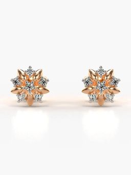 Valanova - Hallmarked 14K Gold and Certified Lab Grown Diamond 0.12Cts Rose Gold Studs Earrings
