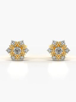 Valanova - Hallmarked 18K Gold and Certified Lab Grown Diamond 0.11Cts Gold Studs Earrings