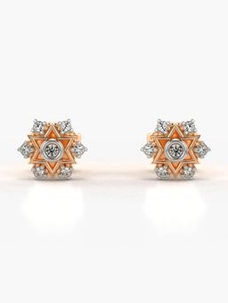 Valanova - Hallmarked 18K Gold and Certified Lab Grown Diamond 0.11Cts Rose Gold Studs Earrings