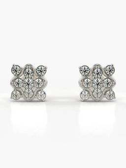 Valanova - Hallmarked 18K Gold and Certified Lab Grown Diamond 0.42Cts Silver Studs Earrings