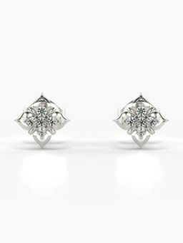 Valanova - Hallmarked 14K Gold and Certified Lab Grown Diamond 0.09Cts Silver Studs Earrings