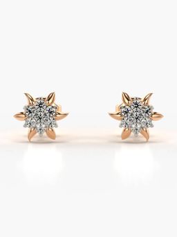 Valanova - Hallmarked 14K Gold and Certified Lab Grown Diamond 0.27Cts Rose Gold Studs Earrings
