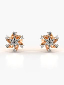 Valanova - Hallmarked 18K Gold and Certified Lab Grown Diamond 0.17Cts Rose Gold Studs Earrings
