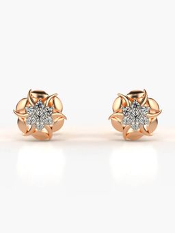 Valanova - Hallmarked 18K Gold and Certified Lab Grown Diamond 0.11Cts Rose Gold Studs Earrings