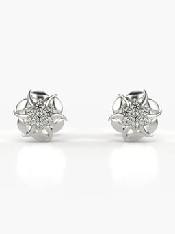 Valanova - Hallmarked 14K Gold and Certified Lab Grown Diamond 0.11Cts Silver Studs Earrings