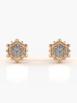 Valanova - Hallmarked 14K Gold and Certified Lab Grown Diamond 0.11Cts Rose Gold Studs Earrings
