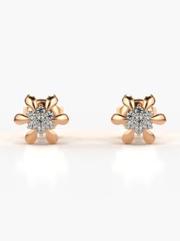 Valanova - Hallmarked 18K Gold and Certified Lab Grown Diamond 0.11Cts Rose Gold Studs Earrings