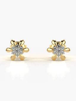 Valanova - Hallmarked 14K Gold and Certified Lab Grown Diamond 0.11Cts Gold Studs Earrings