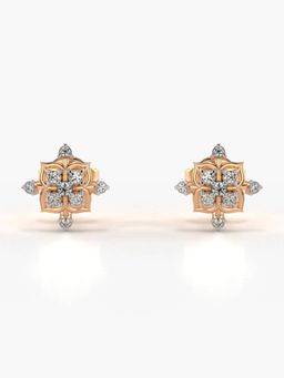 Valanova - Hallmarked 18K Gold and Certified Lab Grown Diamond 0.12Cts Rose Gold Studs Earrings