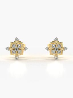 Valanova - Hallmarked 14K Gold and Certified Lab Grown Diamond 0.12Cts Gold Studs Earrings
