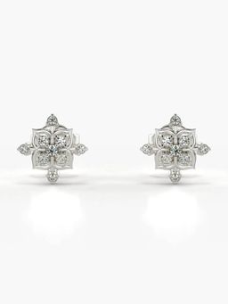 Valanova - Hallmarked 14K Gold and Certified Lab Grown Diamond 0.12Cts Silver Studs Earrings