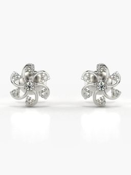 Valanova - Hallmarked 18K Gold and Certified Lab Grown Diamond 0.13Cts Silver Studs Earrings