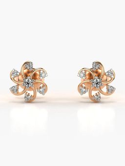 Valanova - Hallmarked 18K Gold and Certified Lab Grown Diamond 0.13Cts Rose Gold Studs Earrings
