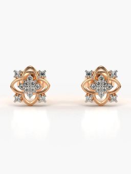 Valanova - Hallmarked 18K Gold and Certified Lab Grown Diamond 0.14Cts Rose Gold Studs Earrings