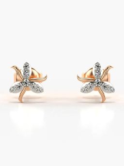 Valanova - Hallmarked 14K Gold and Certified Lab Grown Diamond 0.14Cts Rose Gold Studs Earrings