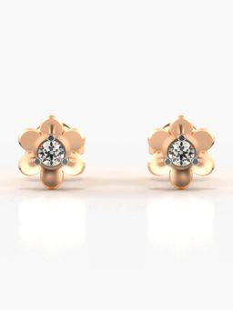 Valanova - Hallmarked 14K Gold and Certified Lab Grown Diamond 0.14Cts Rose Gold Studs Earrings