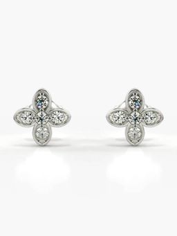 Valanova - Hallmarked 14K Gold and Certified Lab Grown Diamond 0.36Cts Silver Studs Earrings