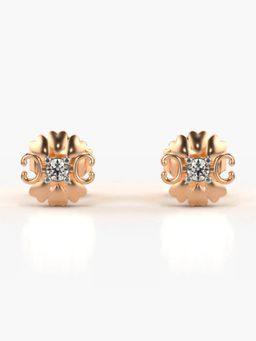 Valanova - Hallmarked 18K Gold and Certified Lab Grown Diamond 0.07Cts Rose Gold Studs Earrings