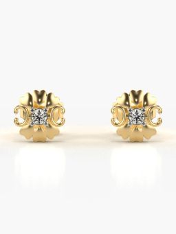 Valanova - Hallmarked 14K Gold and Certified Lab Grown Diamond 0.07Cts Gold Studs Earrings