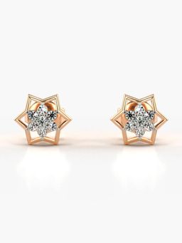 Valanova - Hallmarked 14K Gold and Certified Lab Grown Diamond 0.14Cts Rose Gold Studs Earrings