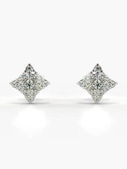 Valanova - Hallmarked 18K Gold and Certified Lab Grown Diamond 0.42Cts Silver Studs Earrings