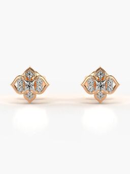 Valanova - Hallmarked 14K Gold and Certified Lab Grown Diamond 0.13Cts Rose Gold Studs Earrings