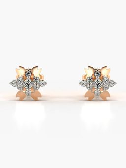 Valanova - Hallmarked 14K Gold and Certified Lab Grown Diamond 0.19Cts Rose Gold Studs Earrings