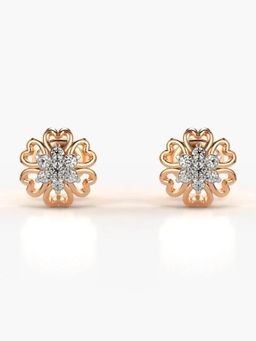Valanova - Hallmarked 18K Gold and Certified Lab Grown Diamond 0.14Cts Rose Gold Studs Earrings
