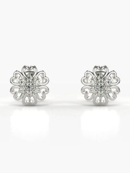 Valanova - Hallmarked 14K Gold and Certified Lab Grown Diamond 0.14Cts Silver Studs Earrings