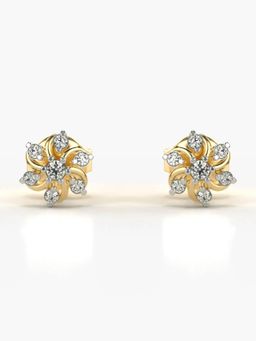 Valanova - Hallmarked 14K Gold and Certified Lab Grown Diamond 0.13Cts Gold Studs Earrings