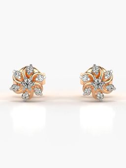 Valanova - Hallmarked 14K Gold and Certified Lab Grown Diamond 0.13Cts Rose Gold Studs Earrings