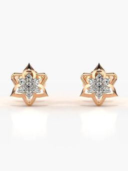 Valanova - Hallmarked 18K Gold and Certified Lab Grown Diamond 0.14Cts Rose Gold Studs Earrings