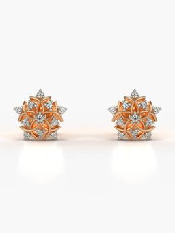 Valanova - Hallmarked 18K Gold and Certified Lab Grown Diamond 0.13Cts Rose Gold Studs Earrings