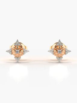 Valanova - Hallmarked 14K Gold and Certified Lab Grown Diamond 0.09Cts Rose Gold Studs Earrings
