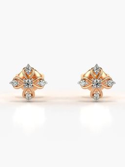 Valanova - Hallmarked 18K Gold and Certified Lab Grown Diamond 0.12Cts Rose Gold Studs Earrings