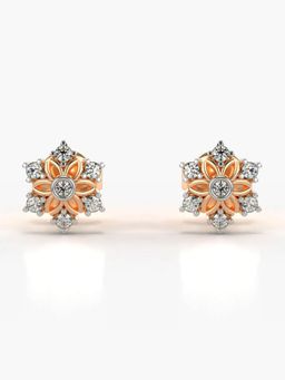Valanova - Hallmarked 18K Gold and Certified Lab Grown Diamond 0.13Cts Rose Gold Studs Earrings