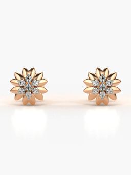 Valanova - Hallmarked 14K Gold and Certified Lab Grown Diamond 0.13Cts Rose Gold Studs Earrings