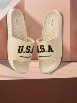 Cantabil - Casual Sliders For Men With Cushioned Insole - Beige