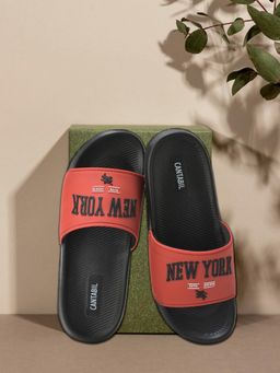 Cantabil - Casual Sliders For Men With Cushioned Insole - Red